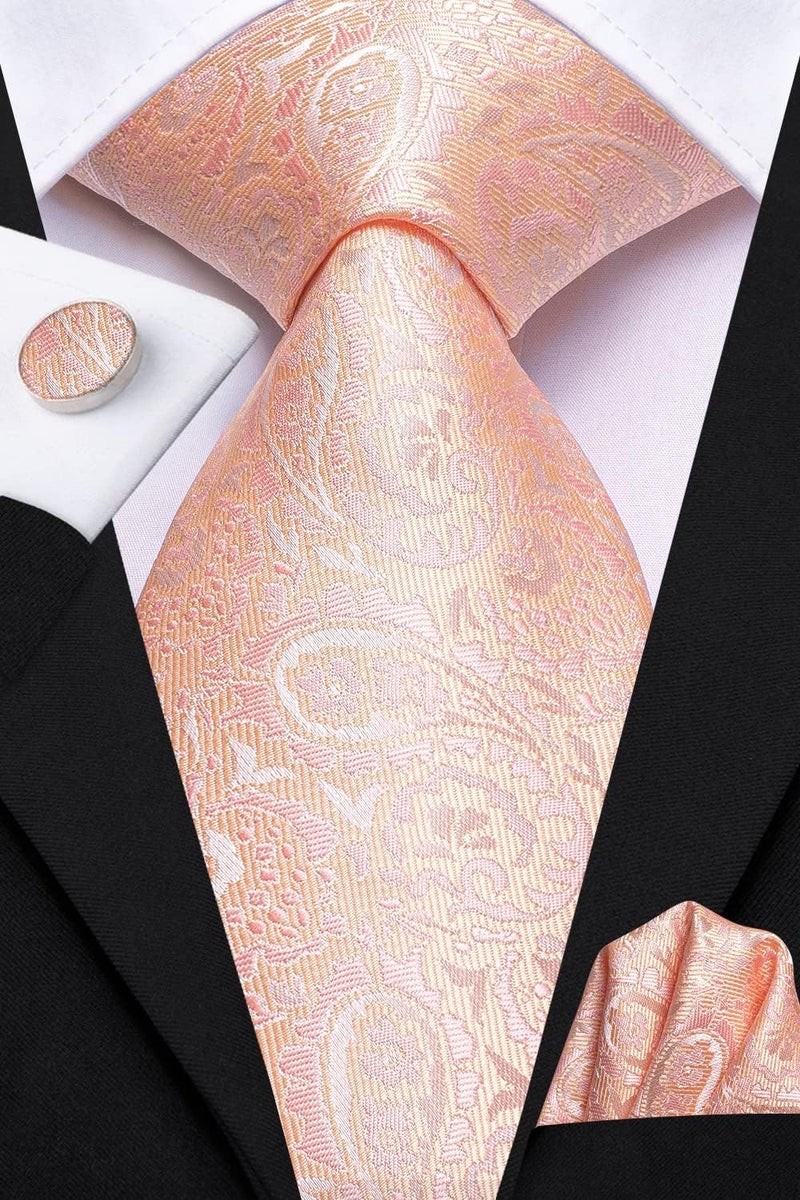Dubulle Mens Paisley Striped Tie and Handkerchief Cufflinks Tie Set for Men Wedding Business Formal - Image 4